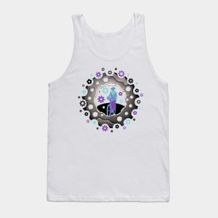 Cyclist With Vintage Bike and Flowers Tank Top